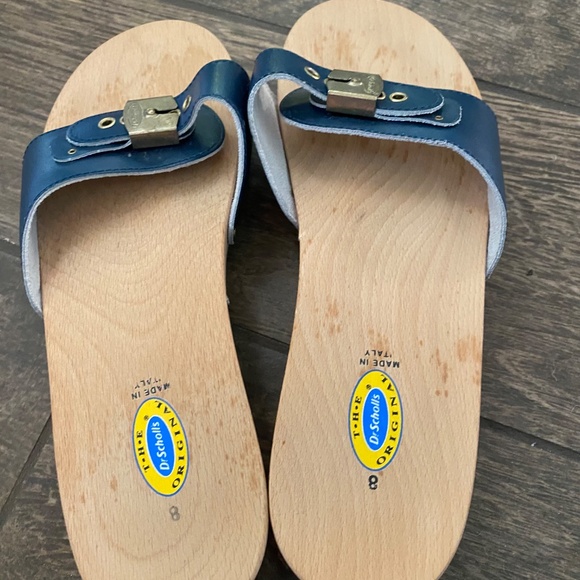 Dr. Scholl’s Vintage Leather Wooden Sandals Exercise Shoes Made in Italy - Picture 3 of 12